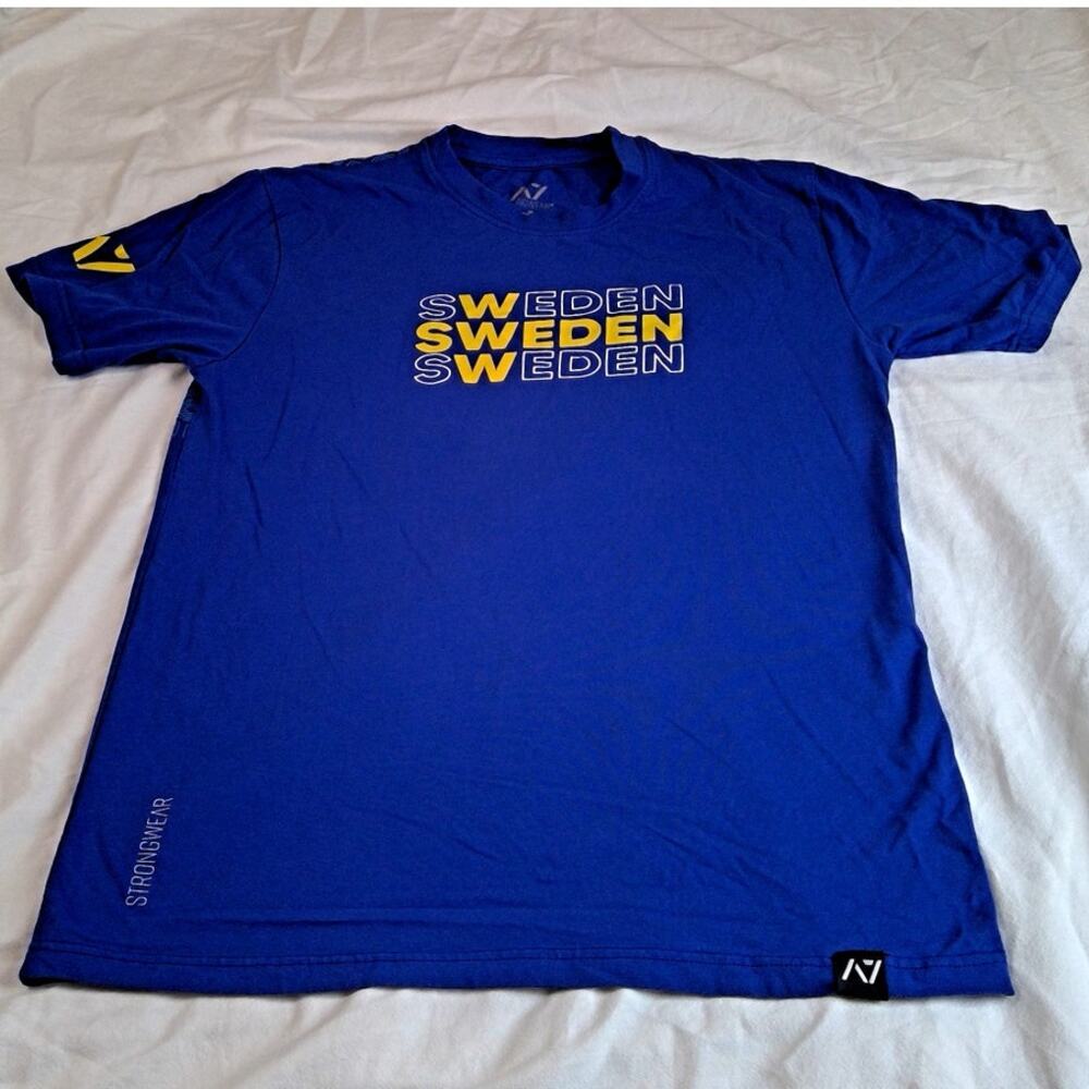 A7 Strongware Sweden Soccer/Workout Tee Blue Large Cotton/Lycra Rubber Texture